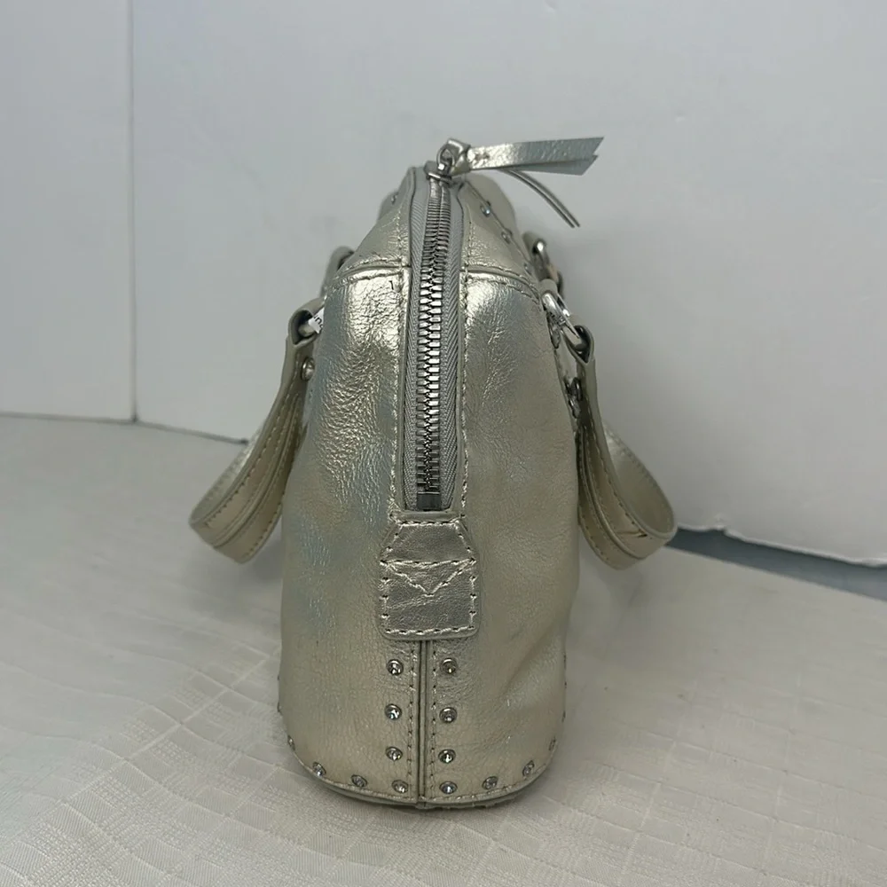 MICHAEL Michael Kors Metallic Gold Rhine Stone Studded Zipper Handbag